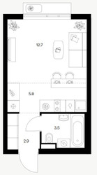Планировка студии(квартира) площадью 24.9 квадратных метров в ЖК “Ярославский квартал”