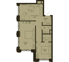 Планировка двухкомнатной(квартира) площадью 59.6 квадратных метров в “ЖК Дом на Часовой”