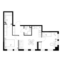 Планировка двухкомнатной(квартира) площадью 55.2 квадратных метров в “Квартал Мит”