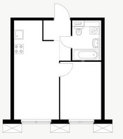 Планировка однокомнатной(квартира) площадью 37 квадратных метров в “ЖК Алтуфьевское 53”