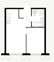 Планировка однокомнатной(квартира) площадью 37 квадратных метров в ЖК “ЖК Алтуфьевское 53”