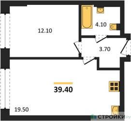 Планировка однокомнатной(квартира) площадью 39.4 квадратных метров в ЖК “ЖК МАРК”