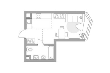 Планировка студии(квартира) площадью 29 квадратных метров в ЖК “ЖК Мневники от Гранель”
