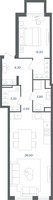 Планировка двухкомнатной(квартира) площадью 56.9 квадратных метров в “ЖК Равновесие”