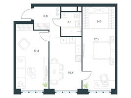 Планировка двухкомнатной(квартира) площадью 64.8 квадратных метров в “ЖК Level Южнопортовая”