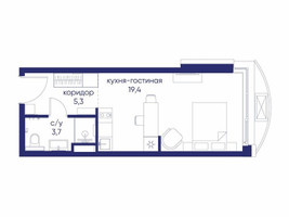 Планировка студии(квартира) площадью 28.42 квадратных метров в “ЖК Остров”