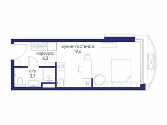 Планировка студии(квартира) площадью 28.42 квадратных метров в ЖК “ЖК Остров”