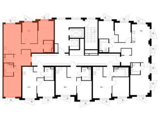 Планировка трехкомнатной(квартира) площадью 77.7 квадратных метров в ЖК “ЖК Онежский вал”