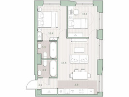 Планировка двухкомнатной(квартира) площадью 53.6 квадратных метров в “ЖК Среда на Лобачевского”