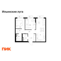 Планировка двухкомнатной(квартира) площадью 56.37 квадратных метров в “ЖК Ильинские луга”
