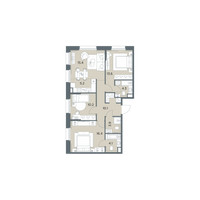 Планировка 4+ комнатной(квартира) площадью 83.2 квадратных метров в “ЖК Станиславский”