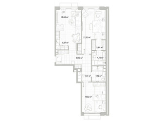 Планировка двухкомнатной(квартира) площадью 92.19 квадратных метров в ЖК “Архитектурный проект Мыс”