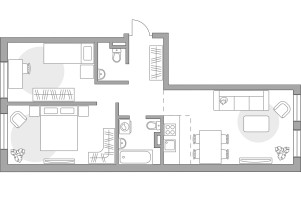 Планировка трехкомнатной(квартира) площадью 60.31 квадратных метров в “ЖК Аникеевский”