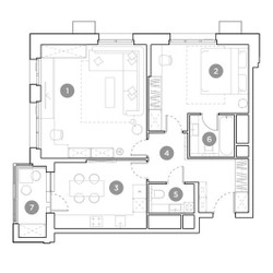 Планировка двухкомнатной(квартира) площадью 67.4 квадратных метров в ЖК “ЖК Гоголь парк”