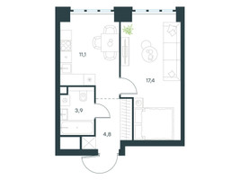 Планировка однокомнатной(квартира) площадью 37.2 квадратных метров в “ЖК Левел Южнопортовая”