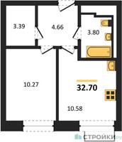 Планировка однокомнатной(квартира) площадью 32.7 квадратных метров в “ЖК Квартал Строгино”