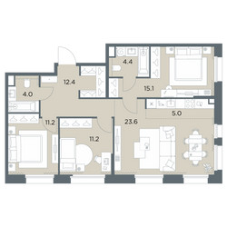 Планировка 4+ комнатной(квартира) площадью 86.9 квадратных метров в ЖК “ЖК Станиславский”
