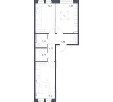 Планировка двухкомнатной(квартира) площадью 56.15 квадратных метров в “ЖК Пригород Лесное”