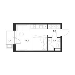Планировка студии(квартира) площадью 22.8 квадратных метров в ЖК “ЖК Форевиль”