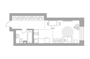 Планировка студии(квартира) площадью 35.85 квадратных метров в ЖК “ЖК Павелецкая от Гранель”