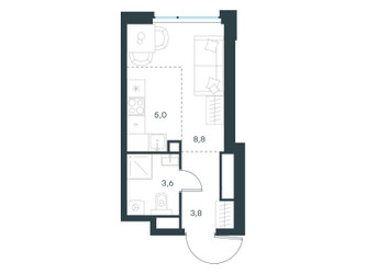 Планировка студии(квартира) площадью 21.1 квадратных метров в ЖК “ЖК Левел Мичуринский”