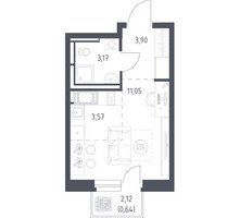 Планировка студии(квартира) площадью 22.33 квадратных метров в “ЖК Большое Путилково”