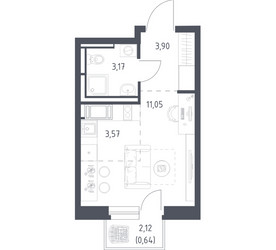 Планировка студии(квартира) площадью 22.33 квадратных метров в ЖК “ЖК Большое Путилково”