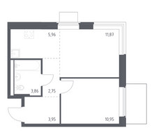 Планировка однокомнатной(квартира) площадью 39.34 квадратных метров в “ЖК Квартал Западный”