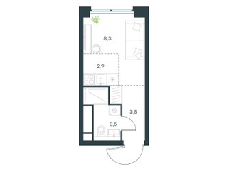 Планировка студии(квартира) площадью 18.5 квадратных метров в ЖК “ЖК Level Звенигородская”
