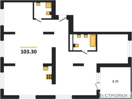 Планировка трехкомнатной(квартира) площадью 103.3 квадратных метров в “ЖК Первый квартал”