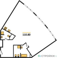 Планировка двухкомнатной(квартира) площадью 110.8 квадратных метров в “ЖК Звезды Арбата”