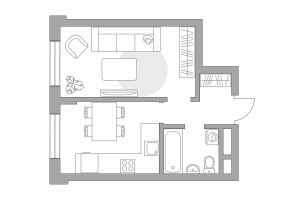 Планировка однокомнатной(квартира) площадью 34.98 квадратных метров в “ЖК Живописный”