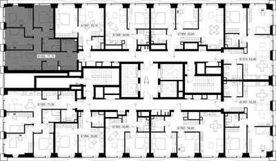 Планировка трехкомнатной(квартира) площадью 71.7 квадратных метров в ЖК “ЖК Cityzen (Ситизен)”
