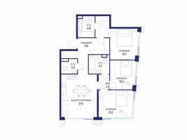 Планировка трехкомнатной(квартира) площадью 88.92 квадратных метров в “ЖК Остров”