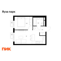 Планировка однокомнатной(квартира) площадью 32.2 квадратных метров в “ЖК Яуза Парк (Мытищи)”