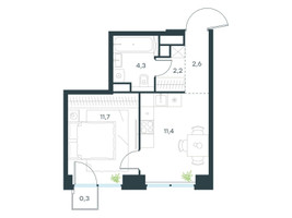Планировка однокомнатной(квартира) площадью 32.5 квадратных метров в “ЖК Левел Звенигородская”