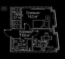 Планировка однокомнатной(квартира) площадью 38.1 квадратных метров в “ЖК СЕЗАР БУДУЩЕЕ”