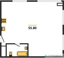 Планировка двухкомнатной(квартира) площадью 55.8 квадратных метров в “ЖК Nametkin Tower (Наметкин Тауэр)”