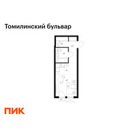 Планировка студии(квартира) площадью 25.5 квадратных метров в “ЖК Томилинский бульвар”