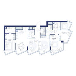 Планировка трехкомнатной(квартира) площадью 122 квадратных метров в ЖК “ЖК ХАЙДАУТ”