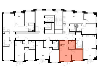 Планировка однокомнатной(квартира) площадью 30.5 квадратных метров в ЖК “ЖК Онежский вал”