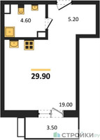 Планировка студии(квартира) площадью 29.9 квадратных метров в “Павлово 3”