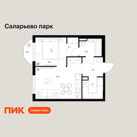 Планировка однокомнатной(квартира) площадью 37.1 квадратных метров в “ЖК Саларьево парк”
