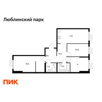 Планировка трехкомнатной(квартира) площадью 79 квадратных метров в “ЖК Люблинский парк”