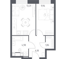 Планировка однокомнатной(апартаменты) площадью 36.29 квадратных метров в “ЖК Пятницкое 58 (Перец)”