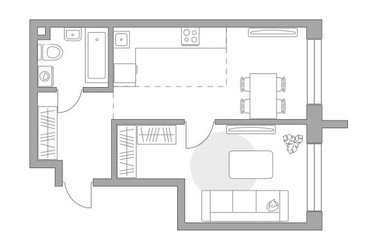 Планировка однокомнатной(квартира) площадью 40.25 квадратных метров в ЖК “ЖК Дубровка от Гранель”