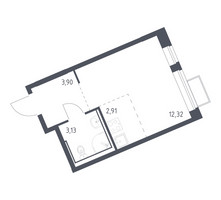 Планировка студии(квартира) площадью 22.26 квадратных метров в “ЖК Молжаниново”
