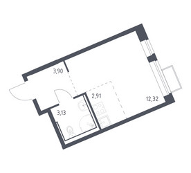 Планировка студии(квартира) площадью 22.26 квадратных метров в ЖК “ЖК Молжаниново”