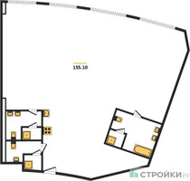 Планировка трехкомнатной(квартира) площадью 155.1 квадратных метров в “ЖК Звезды Арбата”