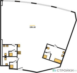 Планировка трехкомнатной(квартира) площадью 155.1 квадратных метров в ЖК “ЖК Звезды Арбата”